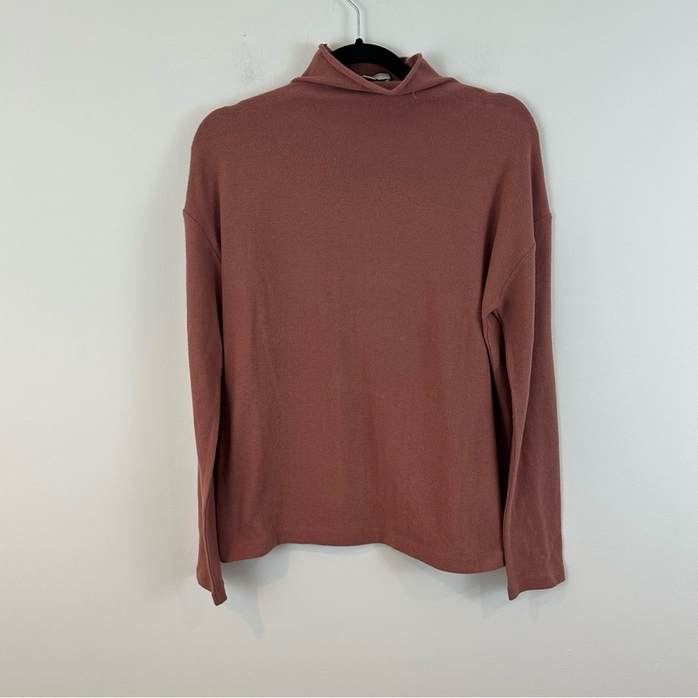 Vince Sweater Women Medium Pink Blush Rose Mock Neck Soft Stretch Small
